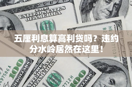 武汉五厘利息算高利贷吗？违约分水岭居然在这里！