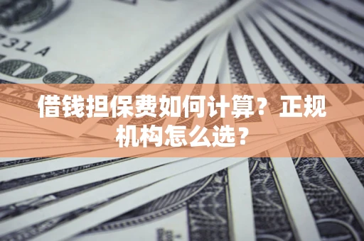 武汉借钱担保费如何计算？正规机构怎么选？